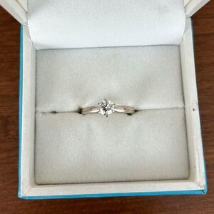 14K white gold diamond solitaire engagement ring